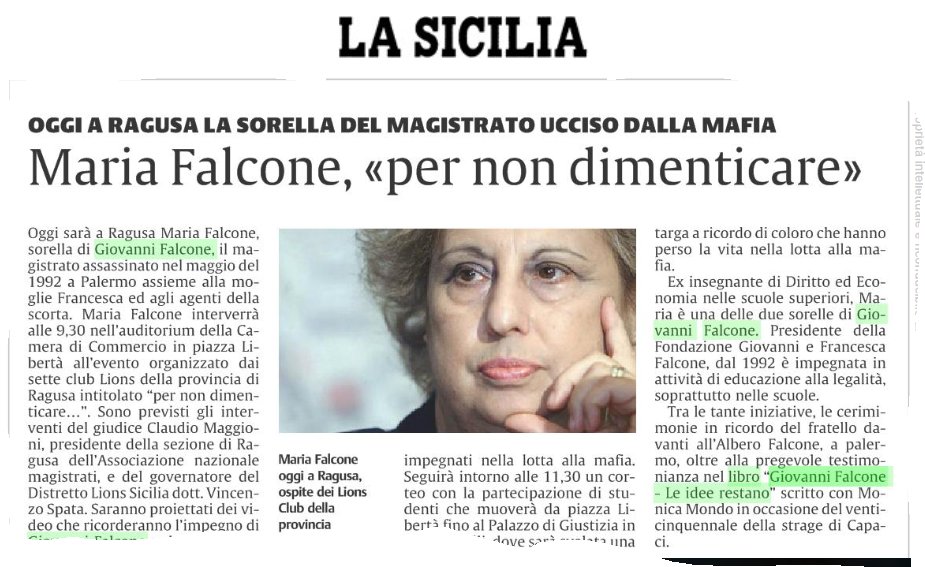 MgCangelli's tweet photo. A Ragusa Maria Falcone presenta"Le #idee restano":un ritratto inedito di suo fratello #GFalcone scritto con @Monicamondo #EdizioniSanPaolo https://t.co/GTEw8y6qNC