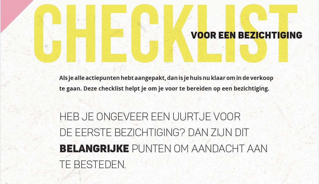 De checklists krijgen een metamorfose, dankzij @Duidelijkdesign. De checklist voor een bezichtiging is als eerste aan de beurt #sneakpeek