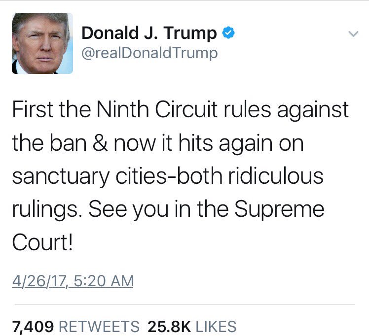 TRUMP attacks the wrong COURT. The Judge who issued this ruling doesn't sit on the 9th Circuit.