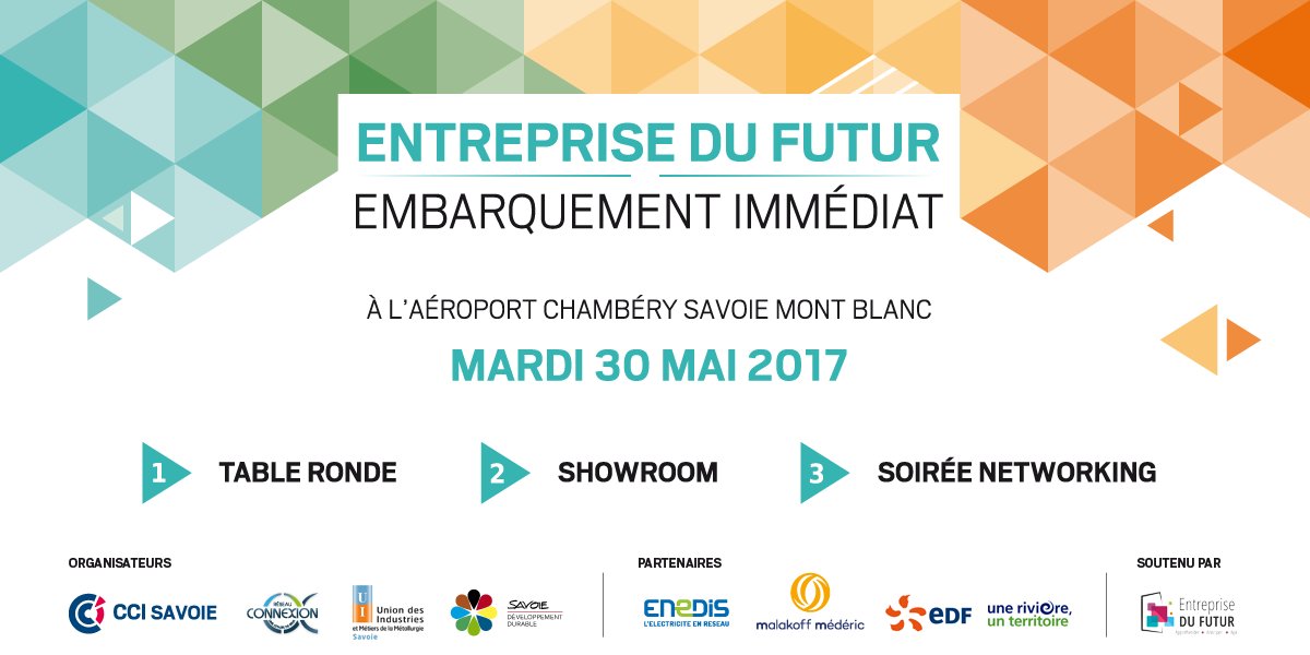 Embarquez pour l’Entreprise du futur à l’aéroport Chambéry Savoie Mont Blanc, le 30 mai 2017 ! 

Inscription : savoie.cci.fr/781-entreprise…