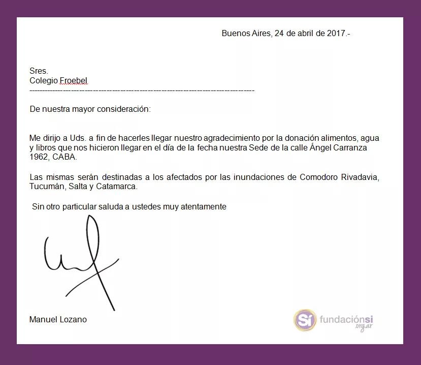 Carta De Agradecimiento Por Donacion A Fundacion  Compartir Carta