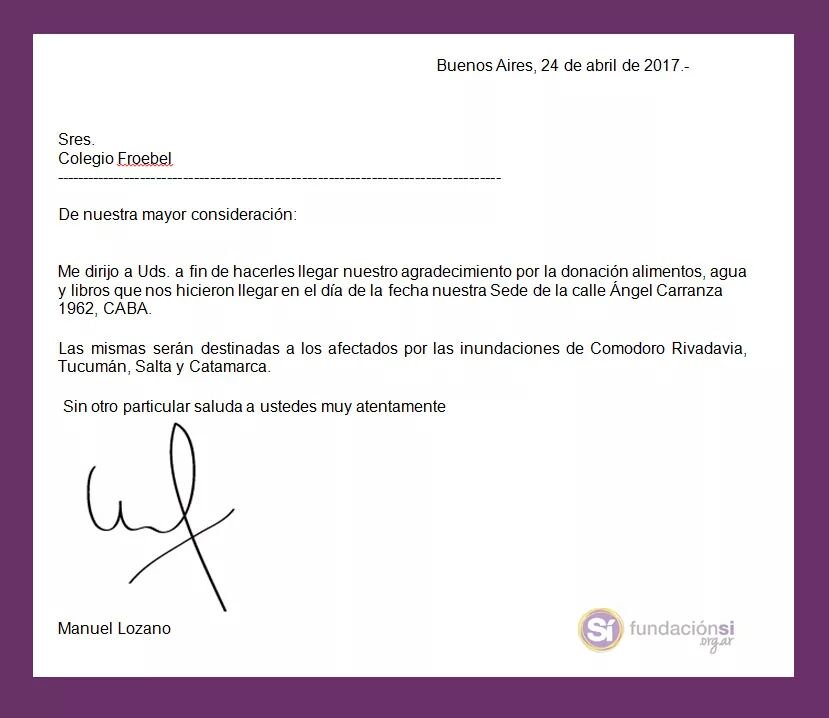 Carta De Agradecimiento Por Donacion A Fundacion Compartir Carta