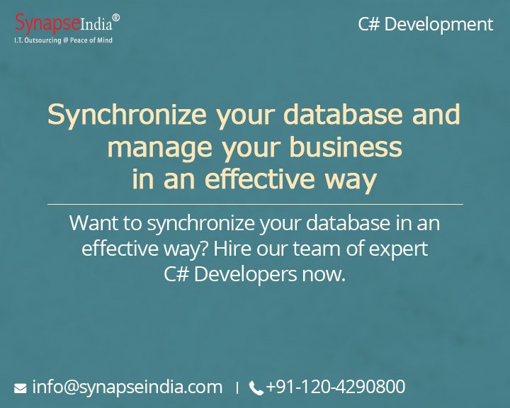 SynapseIndia's tweet image. View more details: bit.ly/2dKFsLC
#SynapseIndia #MicrosoftProgramming #CSharp #WebApplicationDevelopment