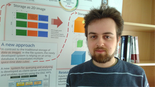 DK_GIScience's tweet photo. I am Martin from #dk_giscience at @Z_GIS1, I connect temporal characteristics to space in big Earth Observation data cubes #Copernicus https://t.co/2opQXxwEhT