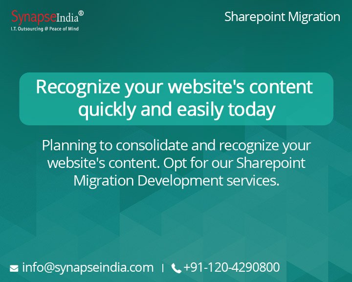 SynapseIndia's tweet image. View more details: bit.ly/2eQ2ehj 

#SynapseIndia #MicrosoftProgramming #SharepointMigration