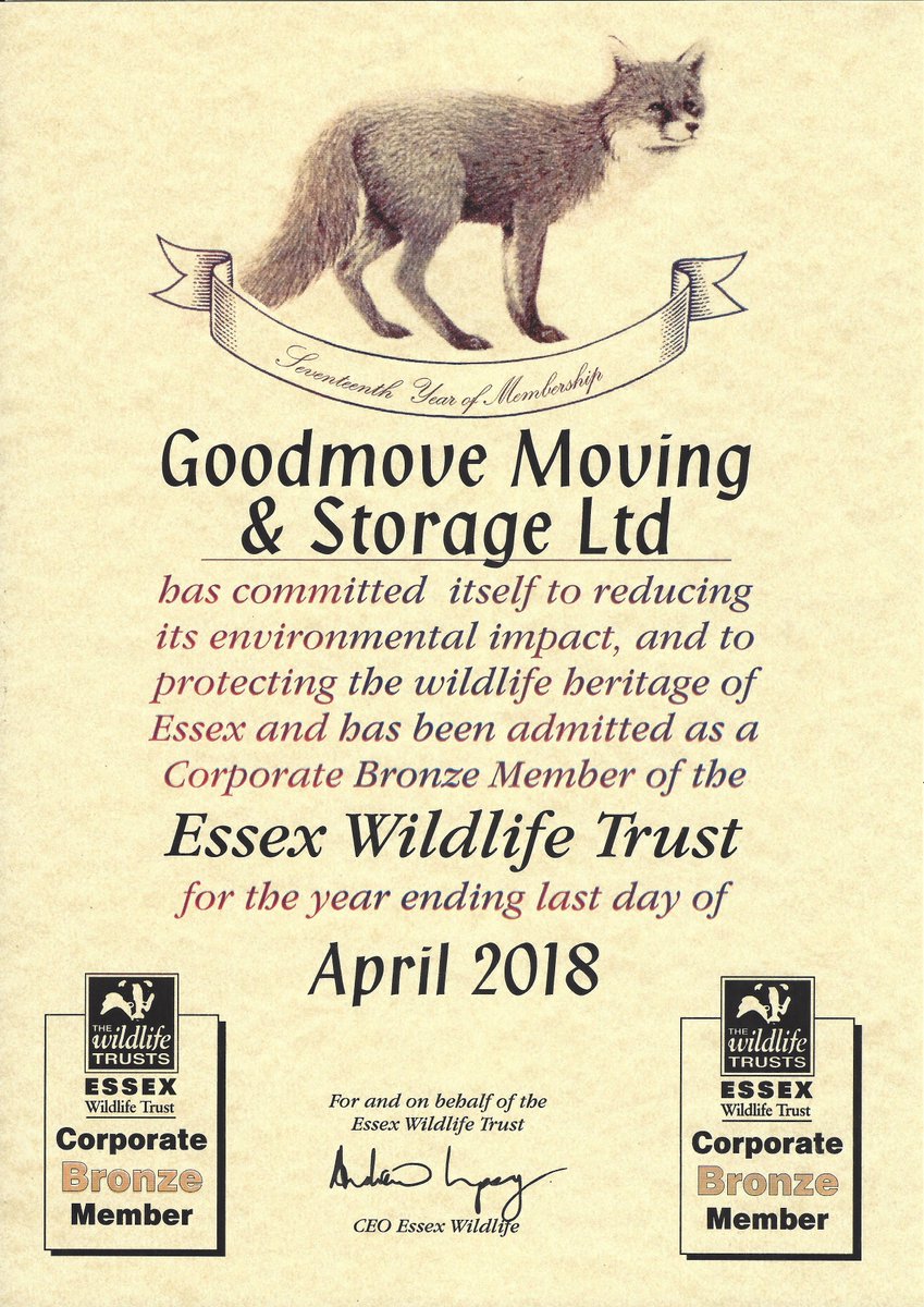 GoodMove_Moving's tweet image. #GoodMove are honoured to be celebrating our 17th year of membership to The Essex Wildlife Trust! @EssexWildlife #greatcauses #community