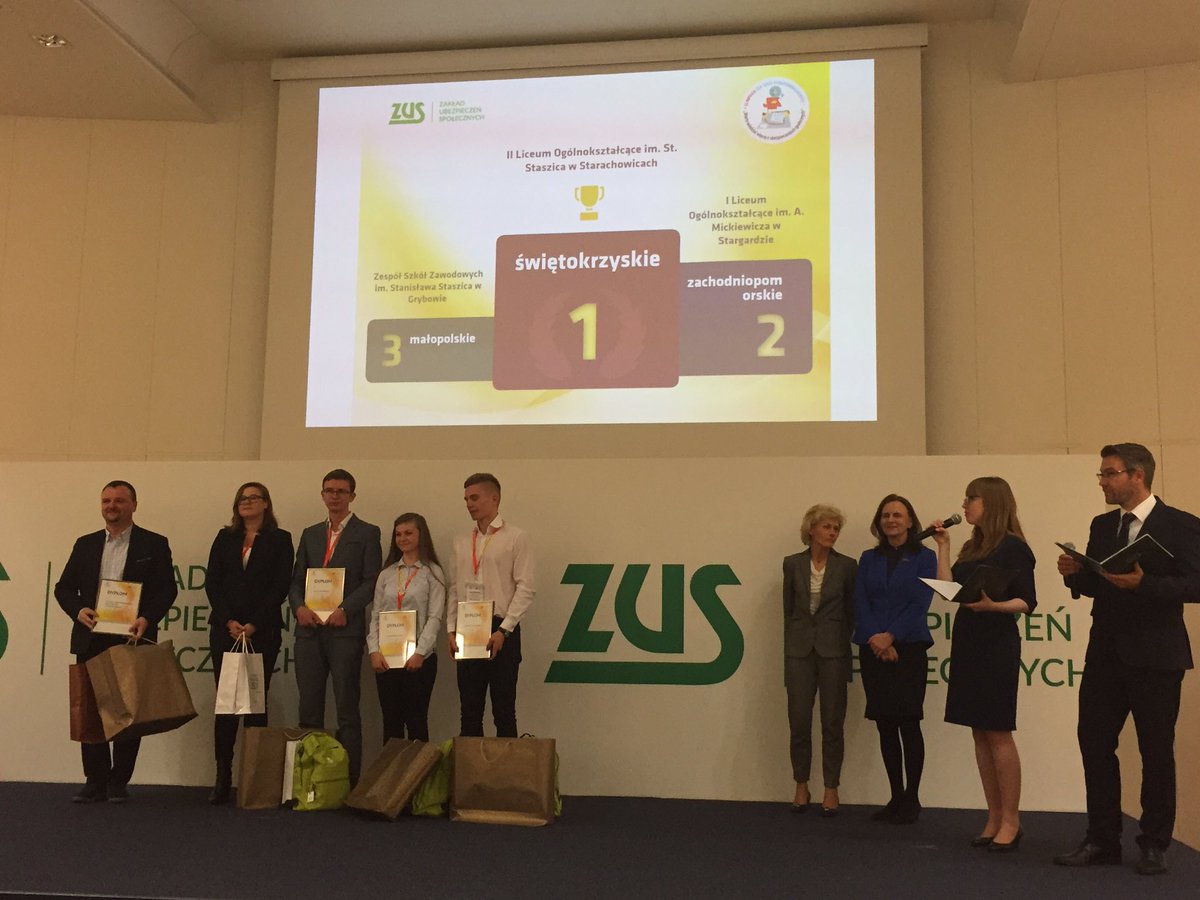 MichalMozdzonek's tweet image. Tegorocznym zwycięzcą #OlimpiadaZUS jest zespół z II LO im. St. Staszica #Starachowice Gratulacje! #ZUS