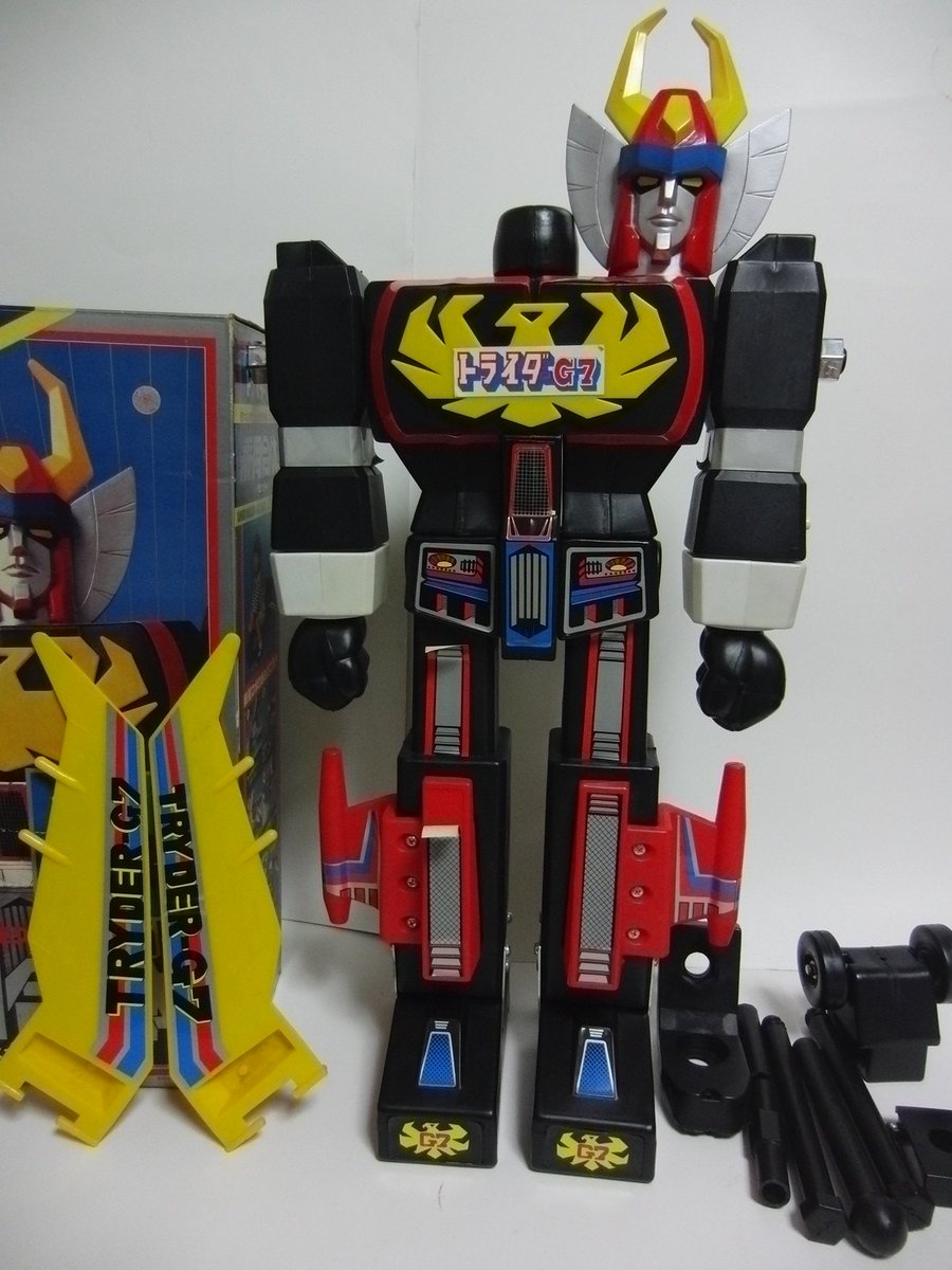 クローバー無敵ロボ トライダーG7 乗用合体セット 箱付き 1980