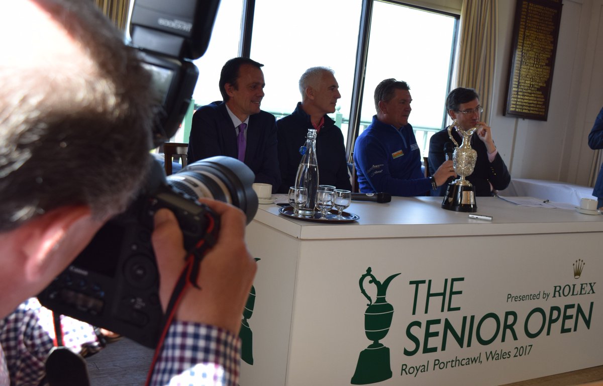 Welshman Philip Price and @pbroadhurstgolf met the media at @Royal_Porthcawl today ahead of the #SeniorOpen being played there, 27-30 July.