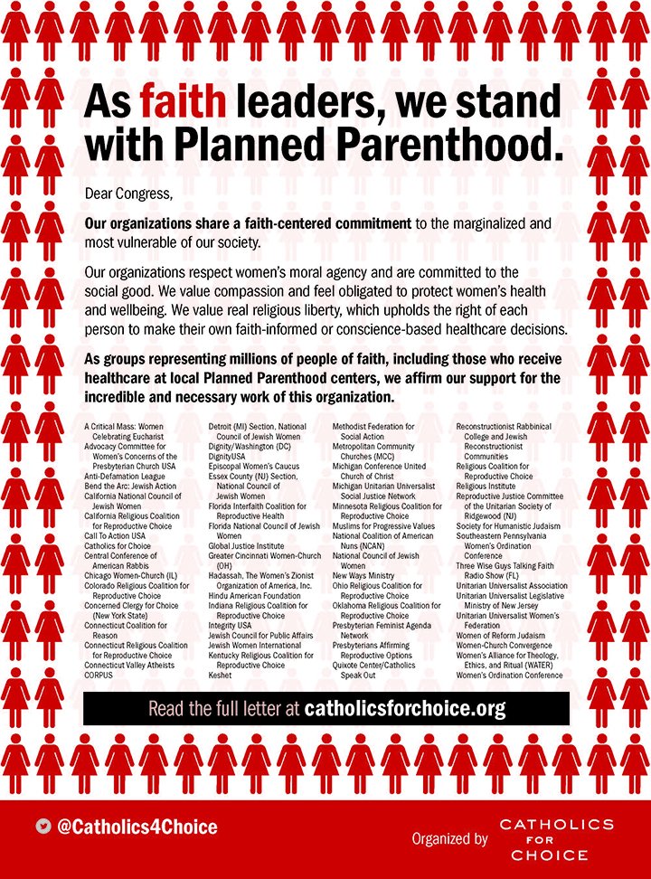 Catholic4Choice's tweet photo. TODAY: We joined with over 60 faith groups across the country 2 sign a letter 2 Congress reaffirming we #standwithPP https://t.co/EsjhDIZIgi https://t.co/52zB0mDXJV