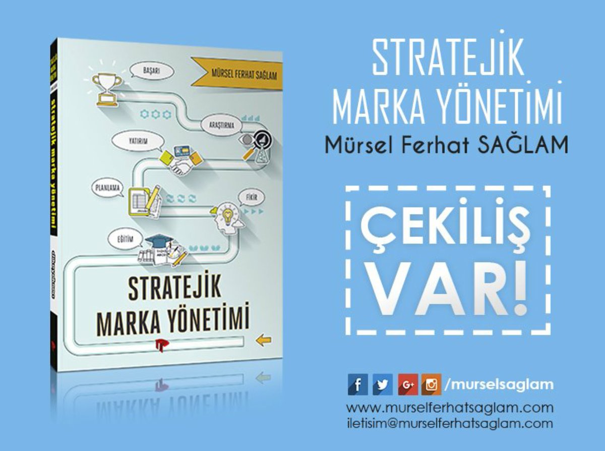 Tweetimizi RT'leyen 1 takipçimiz 10 Mayıs günü yapacağımız çekilişle <a href="/MurselSaglam/">Mürsel Ferhat SAĞLAM</a> kitabı
Stratejik Marka Yonetimi kitabı kazanacak.
