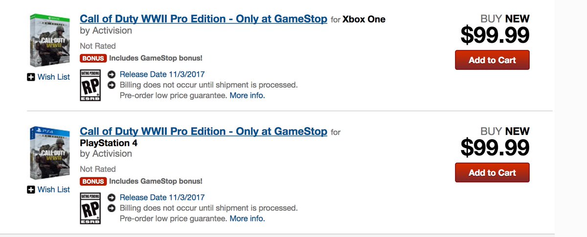 call of duty ww2 price gamestop