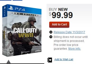 call of duty ww2 price gamestop