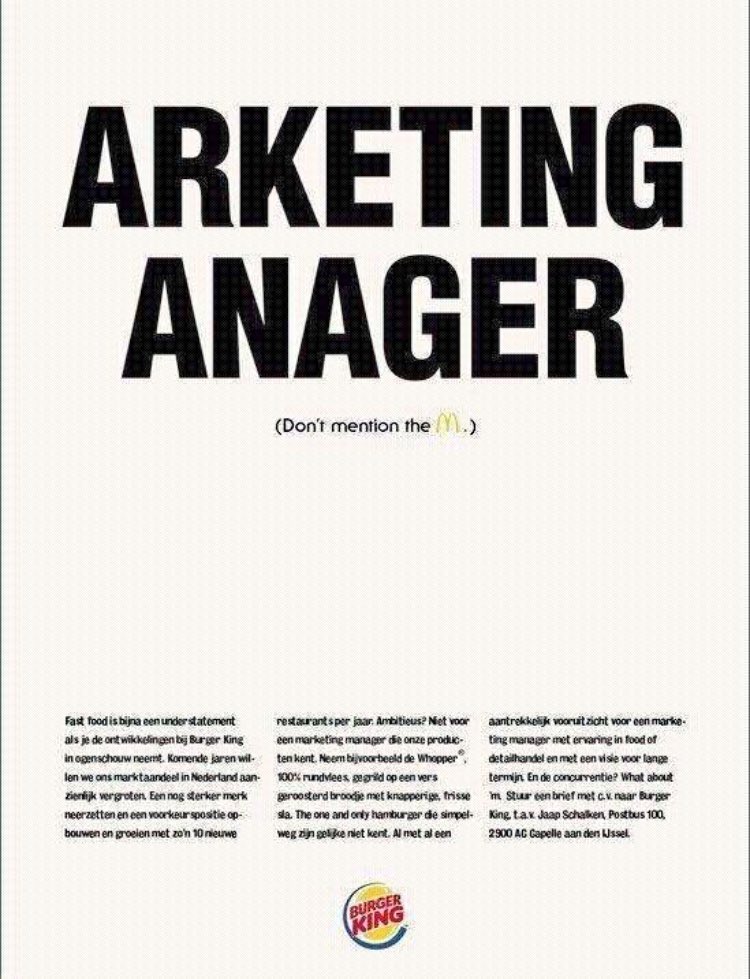 Se busca "Arketing Anager" by <a href="/BurgerKing/">Burger King</a> 👌