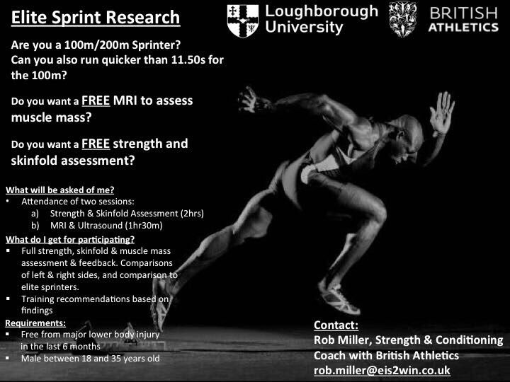 📣 This is a great opportunity for sprinters to be involved in some exciting research, gain useful information and get faster!