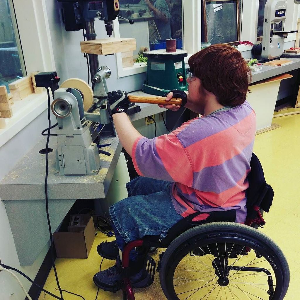 Wooden flywheel for engine prototype! Thx @hoosjon21 @hoosjon for lathe intro. @monticellohigh #acps