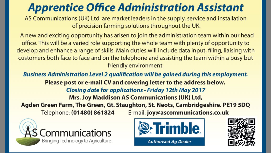 JOB VACANCY: apprentice office administration assistant