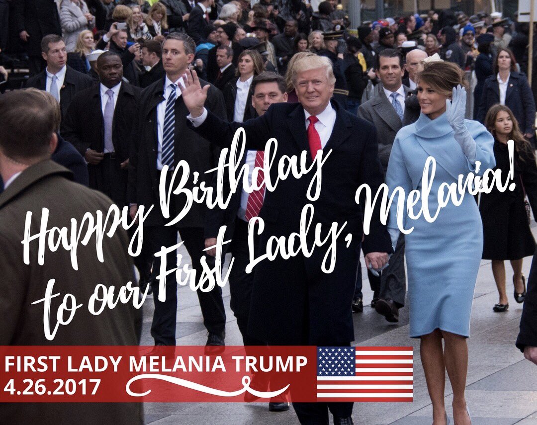 HAPPY BIRTHDAY to our @FLOTUS, Melania! 45.wh.gov/9zVkh6