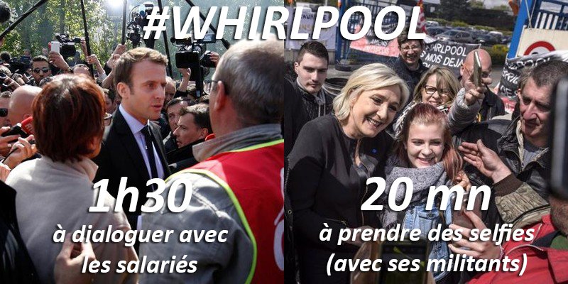 Nedishkhan's tweet image. C'est toute la différence entre #Macron et #MarineLePen... #Whirlpool