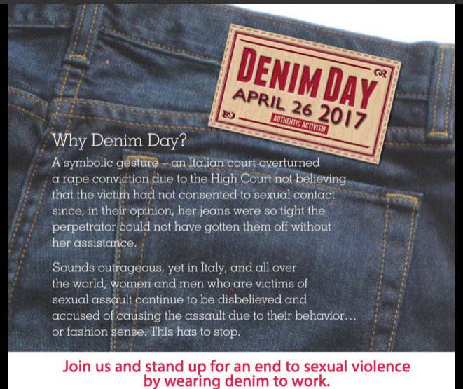 Get out your #Joutfit and support survivors of sexual assault in coming forward today on #DenimDay #DenimDay2017