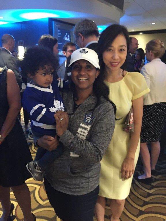Lyla's first Meritas Annual Meeting with the lovely Joyce Tan #MeritasAM2017 #MECbaby #itsnevertooearlytogetinvolved #goleafs