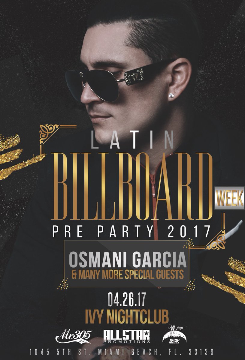 calltomusic's tweet photo. #Miami don't miss @OsmaniGarciaOficial's #latinBillboard Pre-Party at @IvyMiamiFl TONIGHT ✨ @mr305inc @werockthemoon @mrallstar 🔥🔥🔥 https://t.co/3b0Dwt72xi