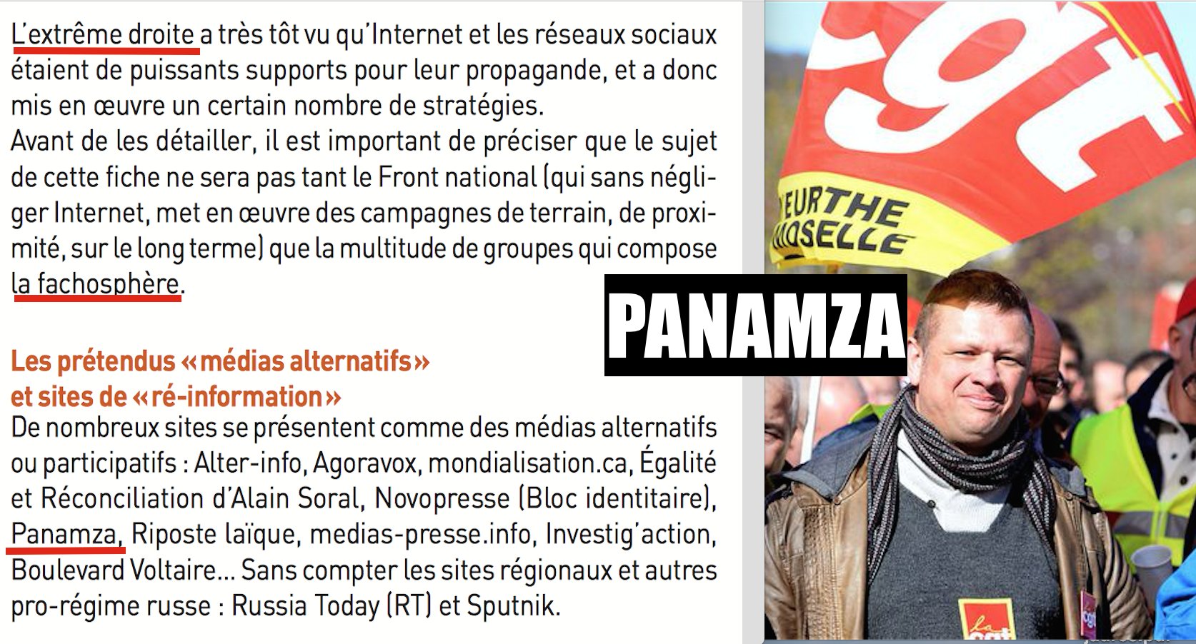 Bouffons : la CGT présente Panamza comme 