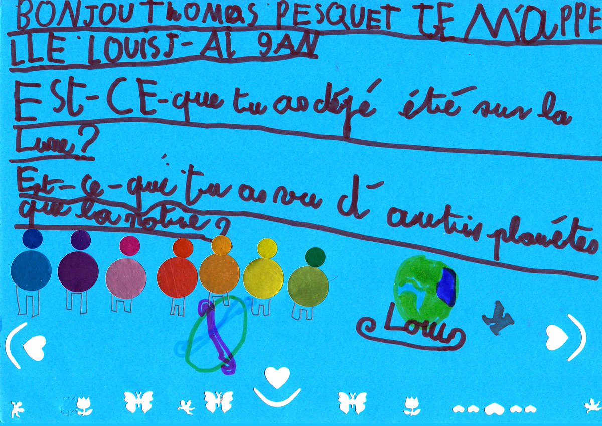 GrosRaton's tweet photo. Les enfants de Verneuil (Limousin) ont écrit à @Thom_astro de l'@esa 👽🚀🌟 https://t.co/VeqqNHfwfc