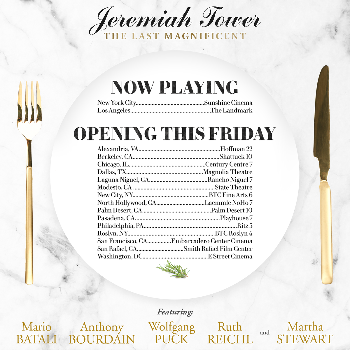 Jeremiah Tower: #TheLastMagnificent is NOW PLAYING in NYC &amp; LA, and expanding to more theaters THIS WEEKEND! Tickets gwi.io/veekep