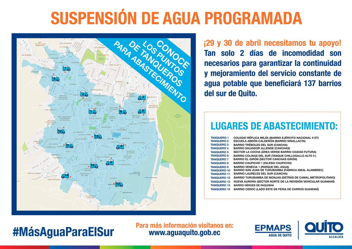 Epmaps Auf Twitter Aguadequito Informa La Suspension Programada