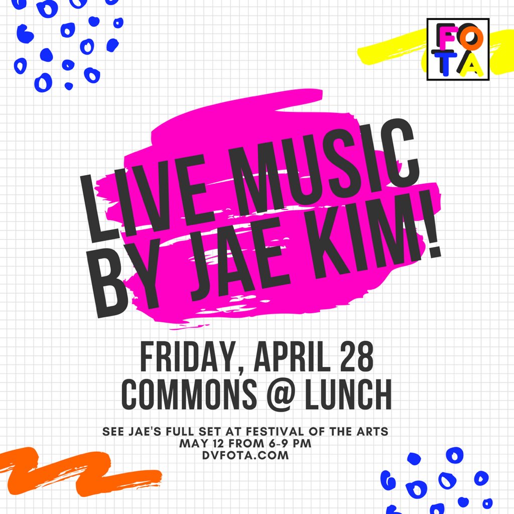 DVHSWildcats's tweet photo. Come see Mr. Wildcat Jae Kim perform this Friday during lunch and see the rest of his set may 12th from 6-9pm at festival of the arts! https://t.co/WsNwgxBaUp