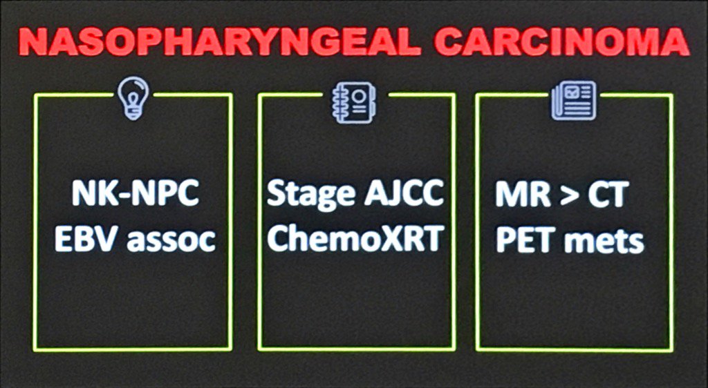NULall's tweet photo. Great review/update on nasopharyngeal CA from @CMGlastonbury including upcoming AJCC staging changes #ASNR2017 #HNRad https://t.co/WowlbjxV6s