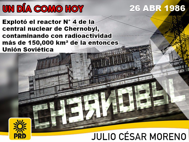 julioc_moreno's tweet photo. #UnDíaComoHoy se produjo el accidente de la central nuclear de Chernobyl, fue la  mayor catástrofe nuclear de la historia. https://t.co/a9EPD5PjW7