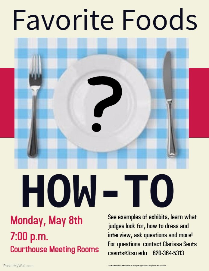 CfExtension's tweet image. Join us on May 8th to learn about 4-H Favorite Foods, a fun summer event held in the courthouse!