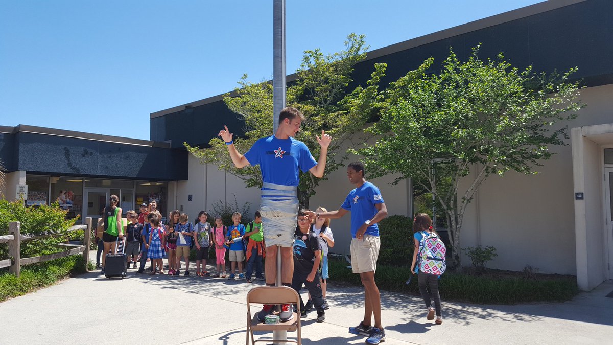 Duct taping Jump Man Jason to the flag pole to celebrate for #Boosterthon!
Eagle Fun Fun Tomorrow!
<a href="/JannaLennon/">Janna Lennon</a> <a href="/chawkfan91/">JB Kilpatrick</a> 
<a href="/HCBellamyPTA/">Bellamy PTA</a>