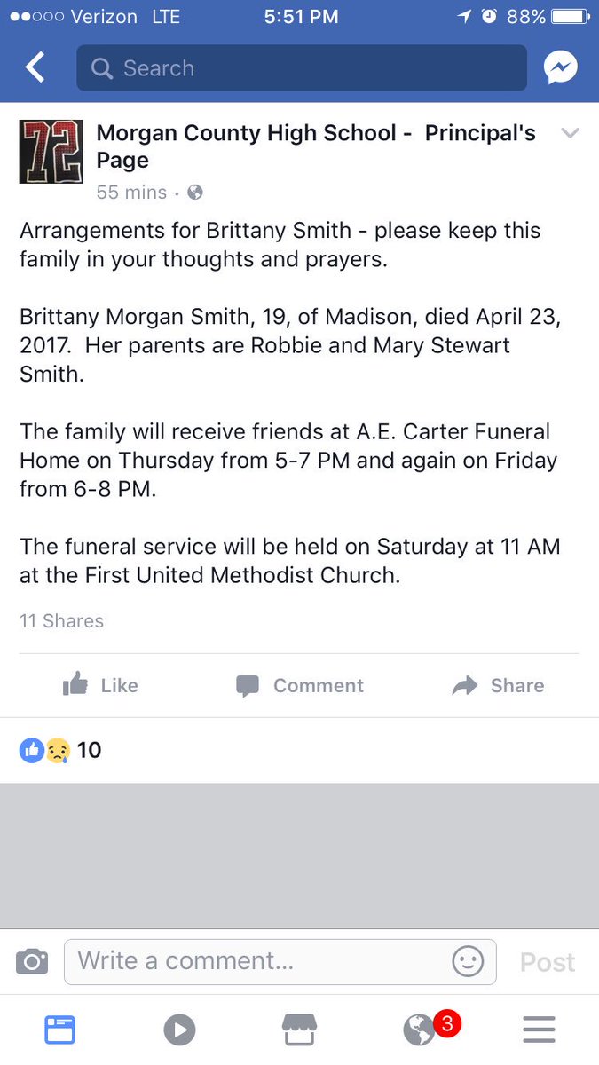 Moco2016Seniors's tweet photo. Funeral arrangements for our sweet Brittany. Please keep continuing to pray for both families! https://t.co/vIkJHvRblm