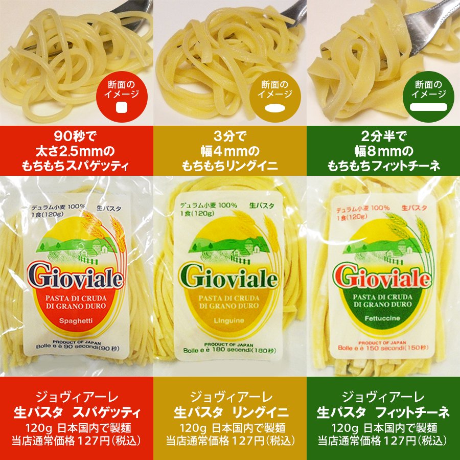 ジュピターコーヒー公式 生パスタは ゆで時間がとても短くて 仕上がりが もっちもち食感 ヽ ノ スパゲッティは トマトソースやボンゴレなど幅広く使えます リングイニは 平らな細麺なので ジェノベーゼがイチ押し フィットチーネは 幅広なので ジュピターコーヒー公式 生パスタは ゆで時間がとても短くて 仕上がりが もっちもち食感 ヽ ノ スパゲッティは トマトソースやボンゴレなど幅広く使えます リングイニは 平らな細麺なので ジェノベーゼがイチ押し フィットチーネは 幅広なので