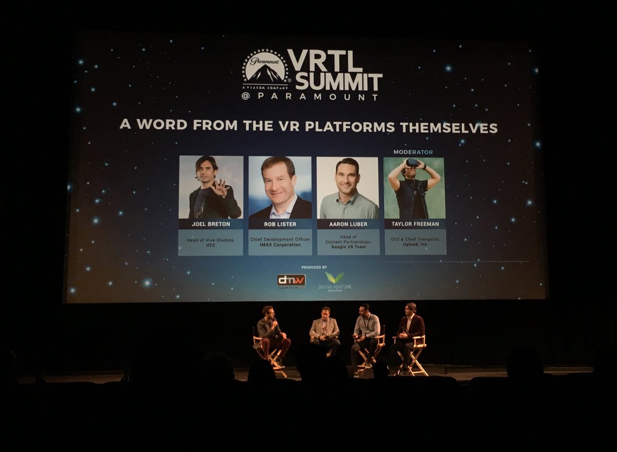 Aaron Luber of @googlevr, @naturlborngamer of @htcvive, and Rob Lister of @IMAX on supporting devs on multiple platforms for #VR #VRTLSummit