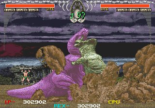 HG_101's tweet image. Dino Rex, Taito's versus fighter that used digitized dinosaur models, making it a precursor to Primal Rage: hardcoregaming101.net/dinorex/dinore…