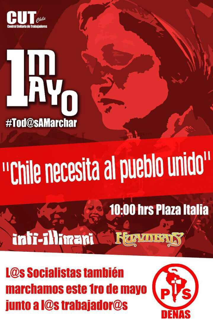 #ChilePuebloUnido Este 1 de Mayo . Desde la 10:00 hrs todas y todos marchamos desde Plaza Italia junto a la <a href="/Cutchile/">CUT Chile ✍️🗳</a>
