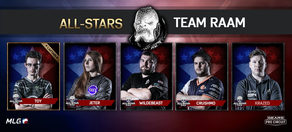 GearsEsports's tweet image. JUST ANNOUNCED! Teams have now been drafted for S1 @MLG Gears Pro Circuit ALL-STARS! All-star matches May 17, 24 &amp;amp; live finals in Vegas!