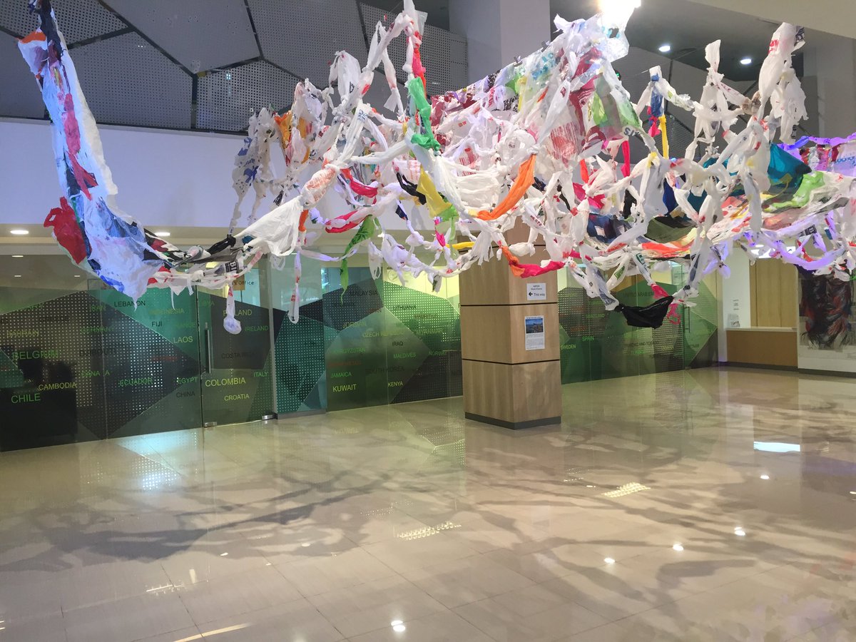 The Big Plastic Web of Waste by Year 5, confronting us with the amount of #SingleUsePlasticBags found in their homes #gislearning