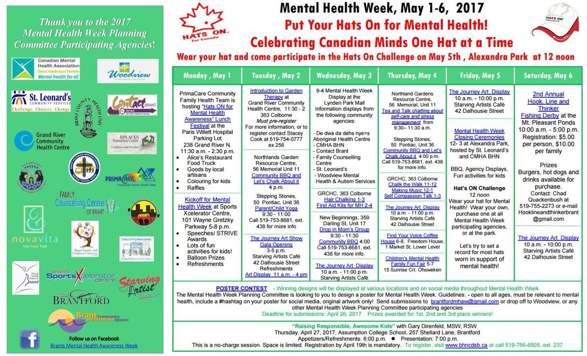 BrantMHAW's tweet image. #MentalHealthAwarenessWeek continues today! Check out the calendar for a list of today's events happening around #Brantford #GetLoud