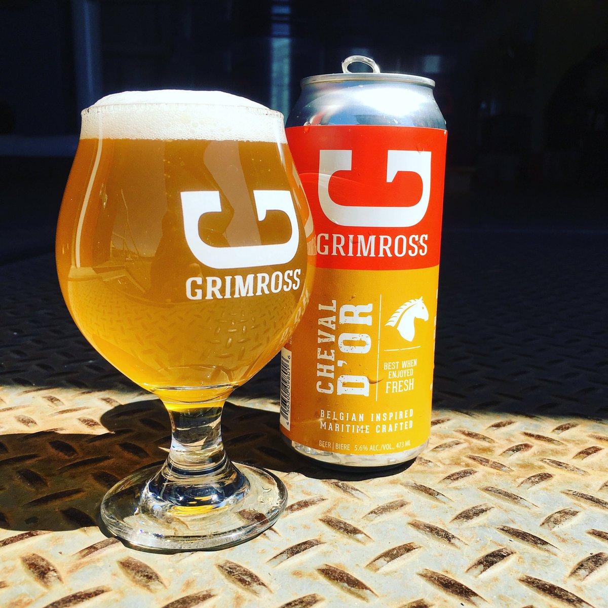 GrimrossBrewing's tweet photo. The sun is out and Cheval D'or is loving it. Our Belgian Farmhouse Saison is as refreshing as they come, with loads of citrus on the finish. https://t.co/XVbysVH5WE