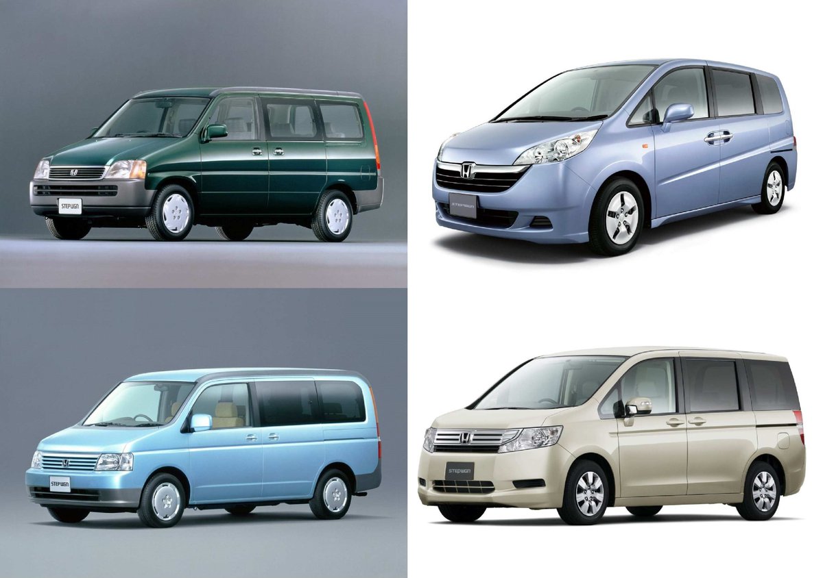 Honda History M J Honda 歴代ステップワゴン 現行モデルは 15年4月から販売中の5代目 写真 15年 ５代目 1996年 初代 01年 ２代目 05年 ３代目 09年 ４代目 今日は こどもの日 子供にちなんだ車を貼ろう T Co Vdumqaegpd