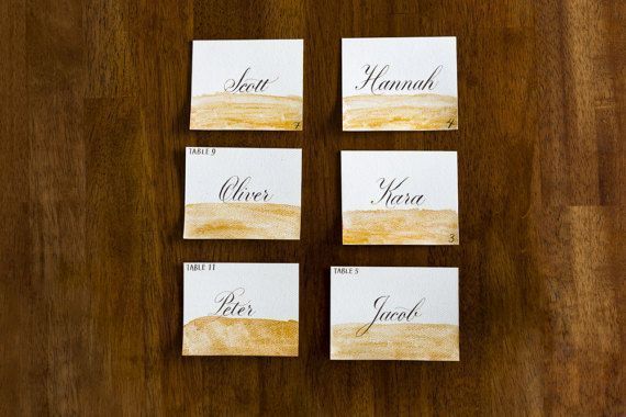 LettersofFancy's tweet image. Impress your guests with these beautiful #wedding place cards with a gold #watercolor wash buff.ly/2oVETnZ #weddingcalligraphy