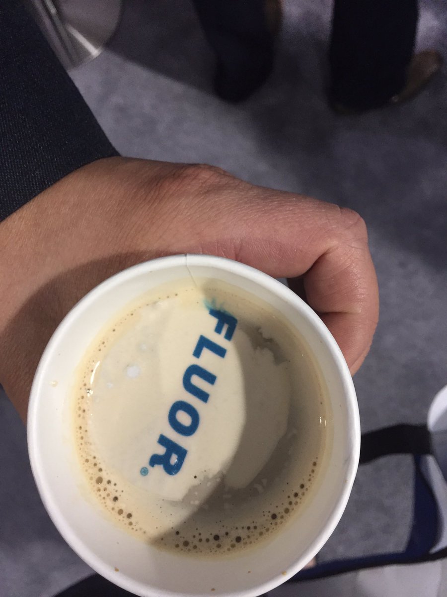 VictoriaPWTrain's tweet photo. Since coffee is life, @FluorCorp takes the cake for most creative branding! #thattradeshowlife #OTC2017 https://t.co/ZXiodPVh8I