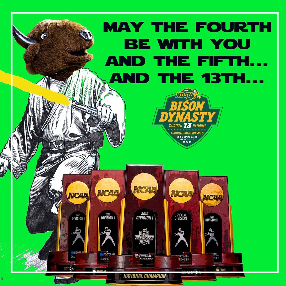 NDSUathletics's tweet photo. May the Fourth Be With You!

...and the 5th.

...and the 13th.

...we hope you have a great May! 

#MayThe4thBeWithYou #StarWarsDay https://t.co/Z8DRHWs11I