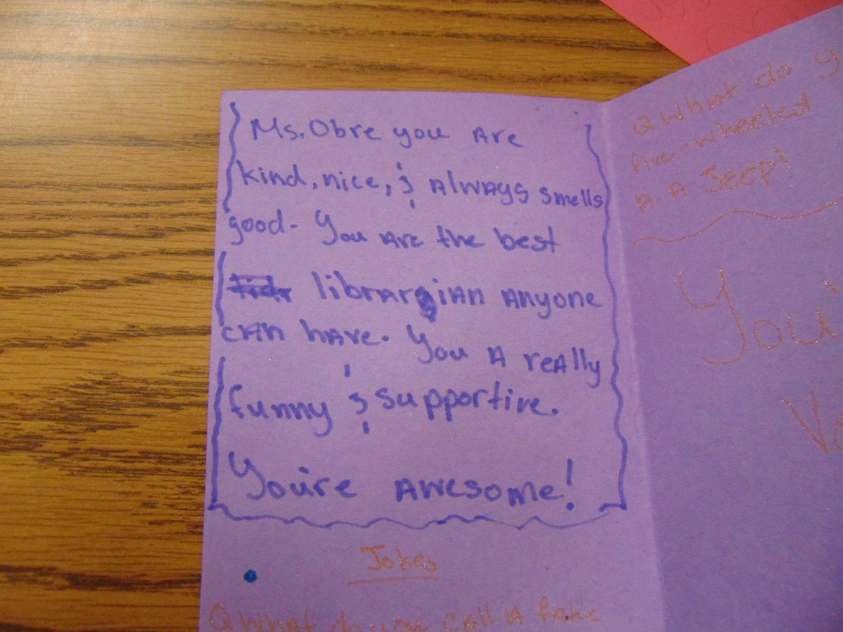liboubre's tweet image. #hisdlibrariesnow @KolterSchool How did students make you smile today?