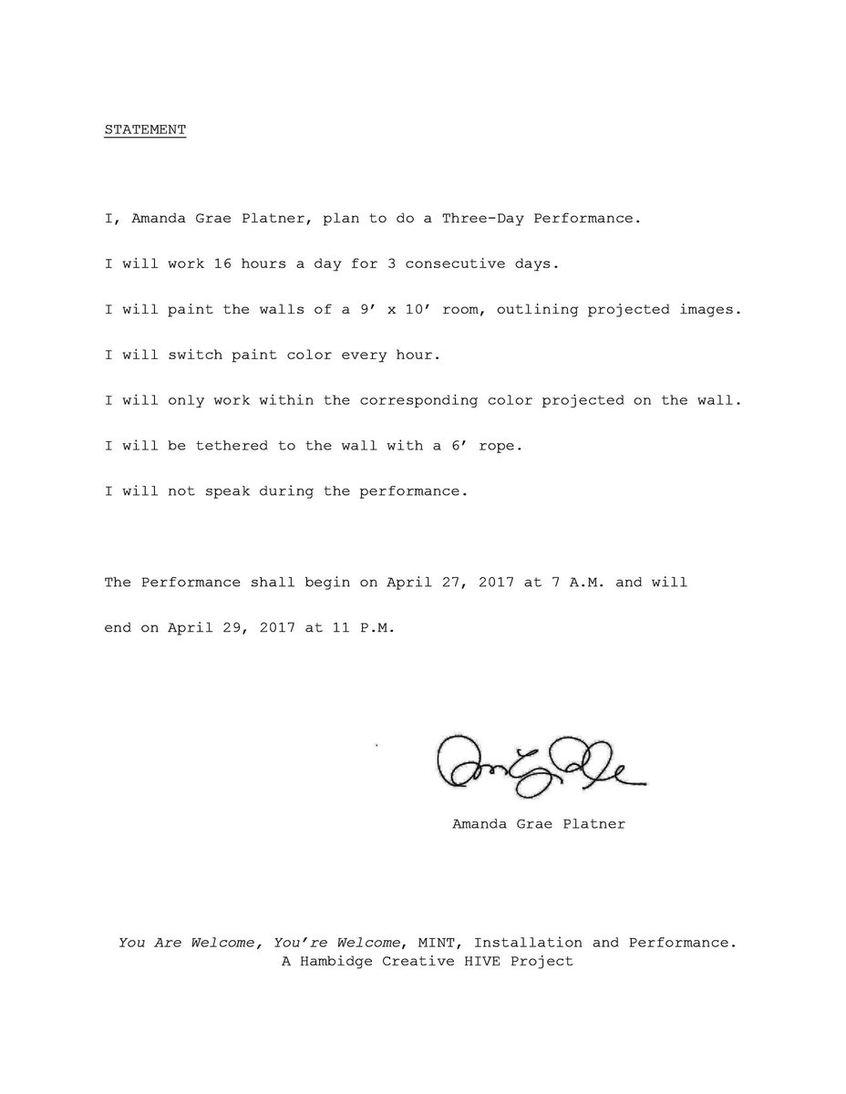 SavonnaNicole's tweet image. Amanda Grae Platner is doing a 3-day performance at the MINT Hive @ColonySquareATL #allvisitorsmustsignin #mintatl #mintern #atlart